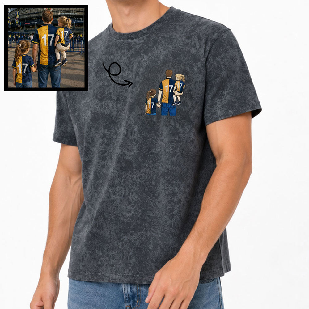 Kişiye Özel Fotoğraf Nakışlı Batik Yıkama Tişört