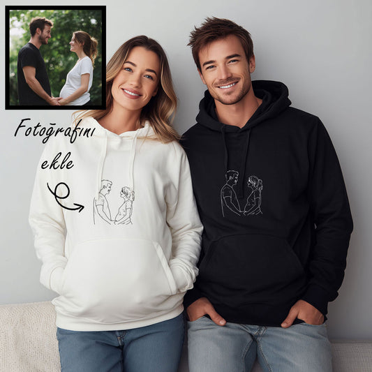 Kişiye Özel Fotoğraf Nakışlı Kapüşonlu (Hoodie)