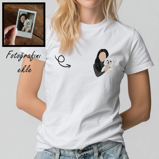 Kişiye Özel Fotoğraf Nakışlı Tişört (Patili Dostlar)