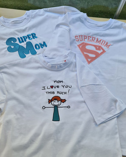 Kişiye Özel Fotoğraf Nakışlı Tişört Supermom