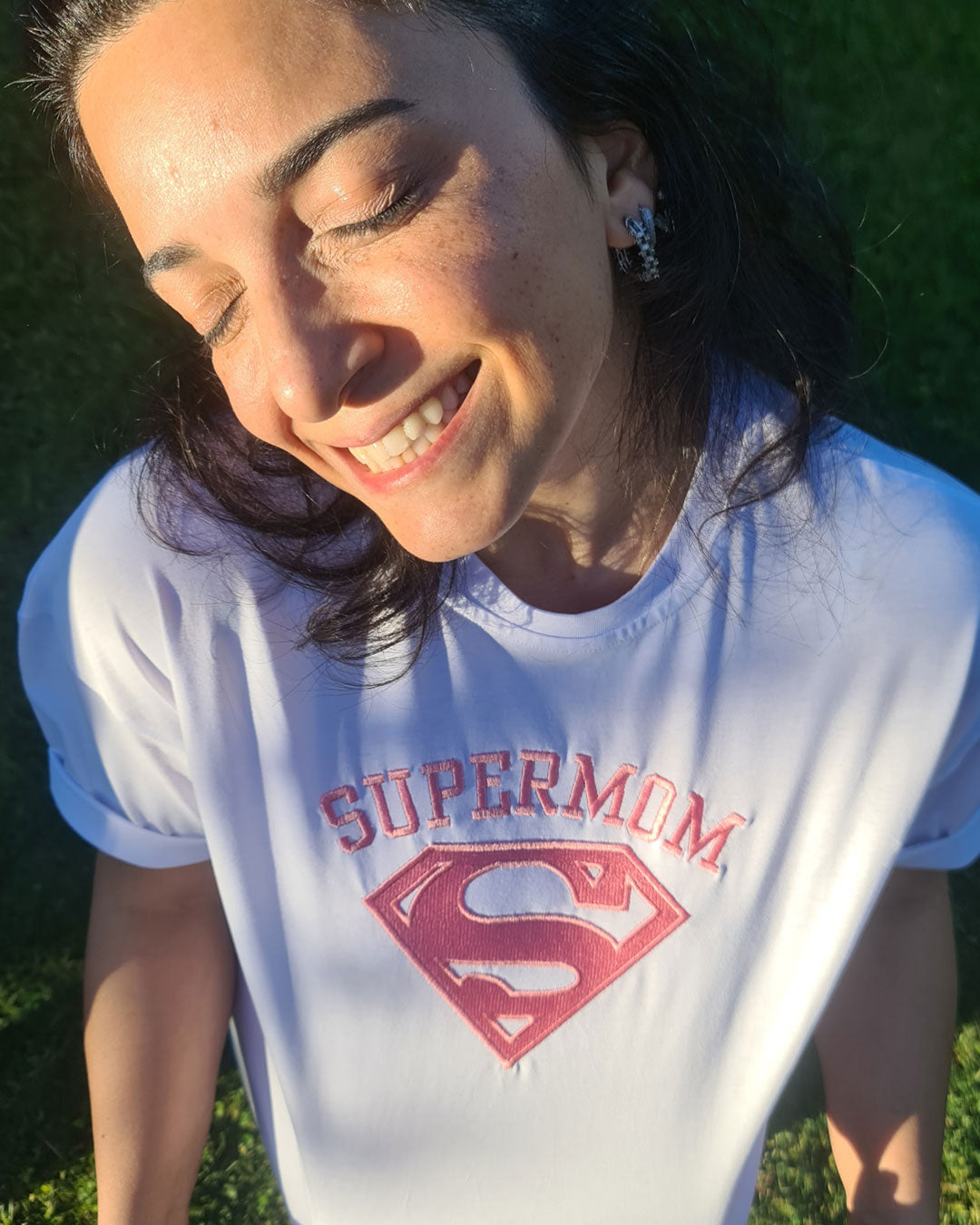 Kişiye Özel Fotoğraf Nakışlı Tişört Supermom