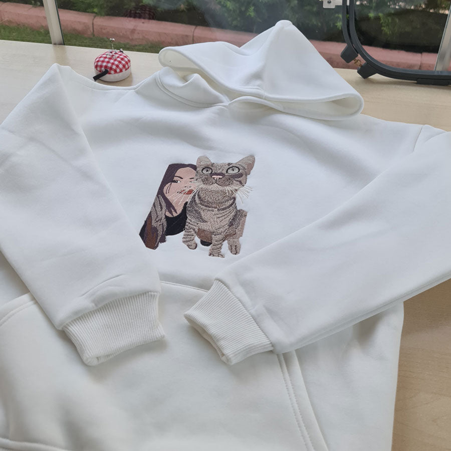 Kişiye Özel Fotoğraf Nakışlı Kapüşonlu (Hoodie)